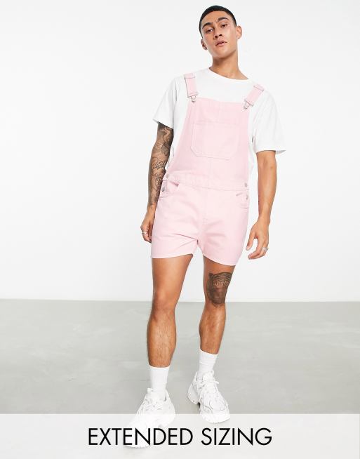 ASOS DESIGN short overalls in pink in shorter length