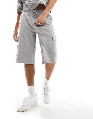 ASOS DESIGN oversized jersey jort with cargos in grey marl - ASOS Price Checker
