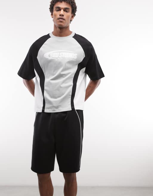 ASOS DESIGN - Short oversize en jersey imitation néoprène à liserés - Noir, 2 de 5