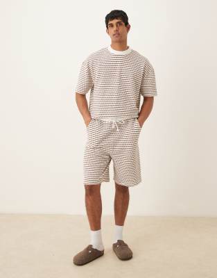 ASOS DESIGN - Short oversize en maille crochetée - Beige-Neutre