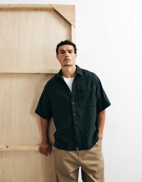 ASOS DESIGN - Short oversize en tissu gaufré - Vert - view 1