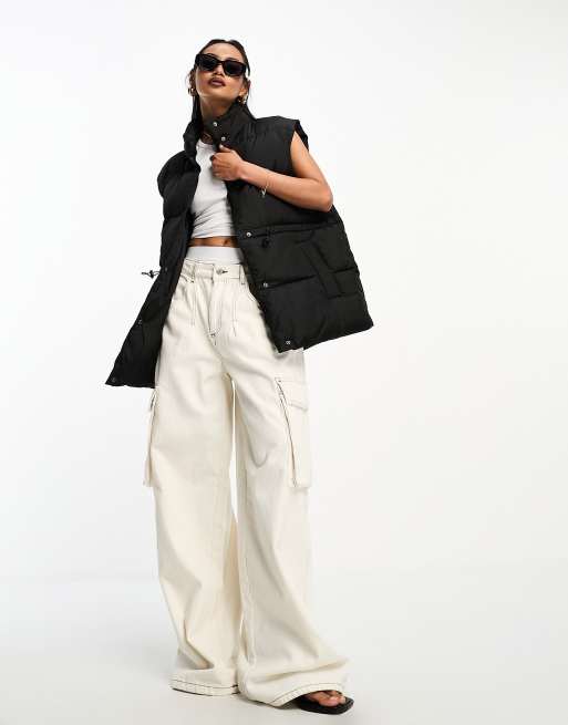 ASOS DESIGN short padded vest in black