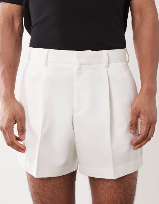 ASOS DESIGN - Short raccourci large habillé à pinces - Blanc, 4 de 5