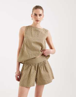 Short rayé à enfiler - Jaune M