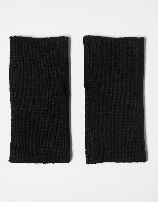 ASOS DESIGN short rib palmwarmers in black 