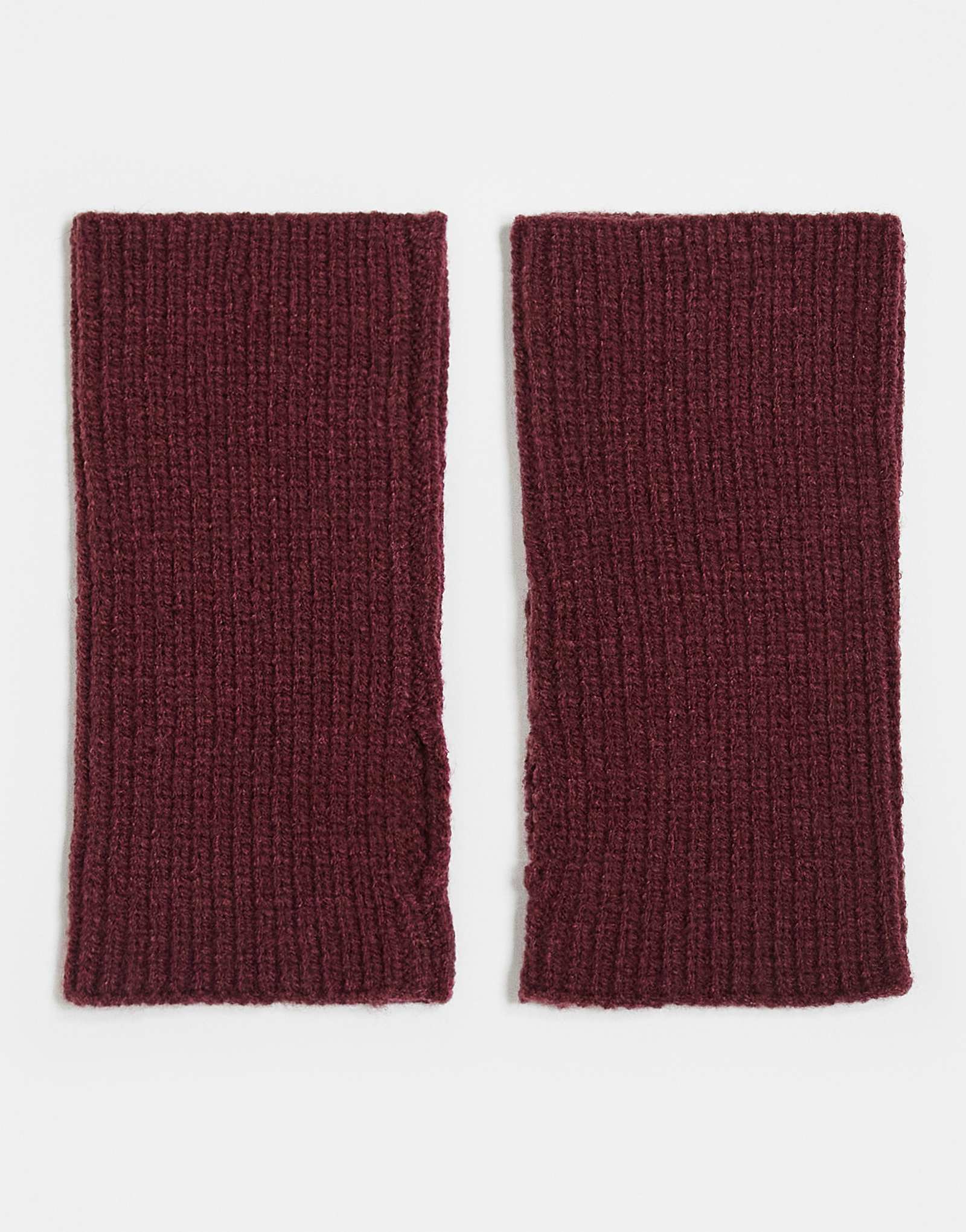 Короткая ребристая грелка для рук ASOS DESIGN бордового цвета