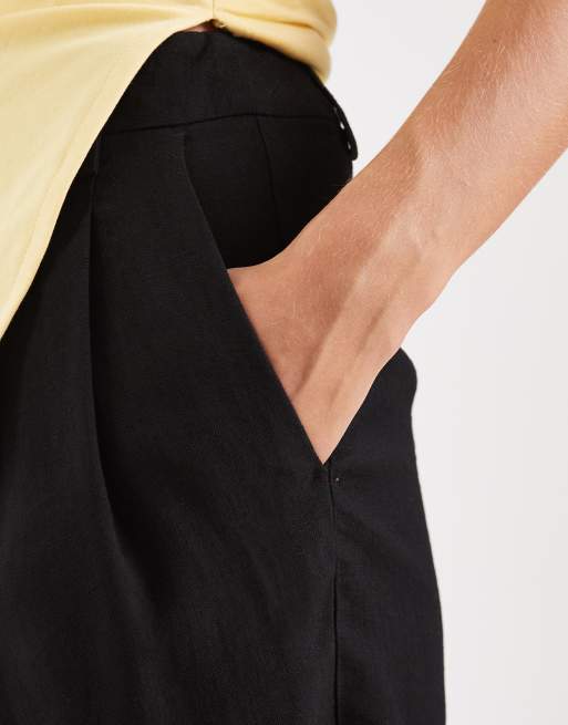 ASOS DESIGN short sartoriale effetto lino nero, 5 di 5