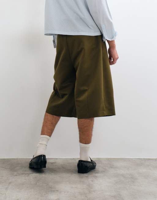 ASOS DESIGN short sartoriali bombati verde oliva, 5 di 5