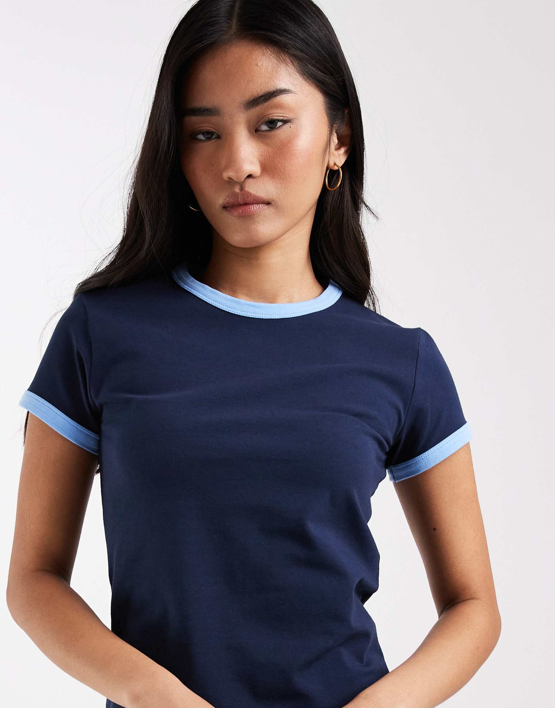 asos design short sleeve baby top in navy
