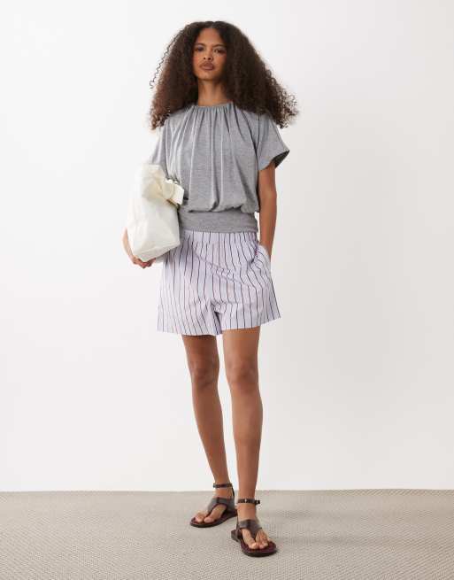 ASOS DESIGN short sleeve balloon top in gray, 3 of 4