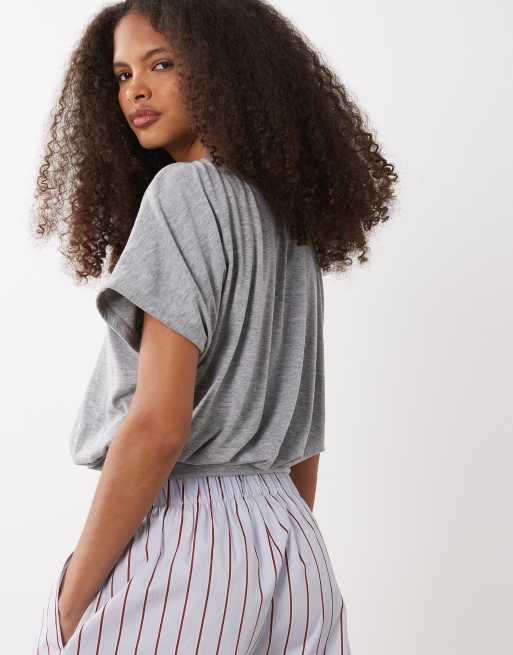 ASOS DESIGN short sleeve balloon top in grey, 2 of 4