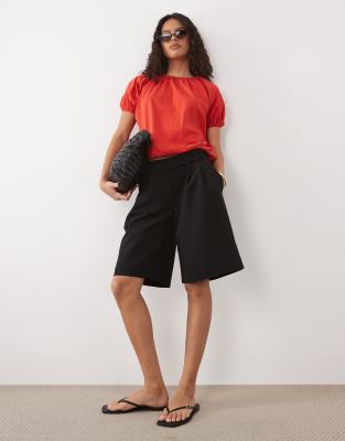 Asos Design Short Sleeve Bubble Top Set In Red