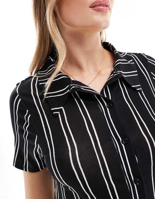 asos short sleeve dress ASOS DESIGN short sleeve gathered mini dress in black