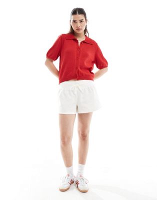 ASOS DESIGN short sleeve cardigan in red