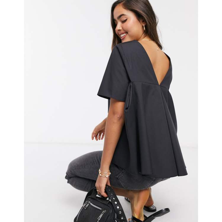 ASOS Pleated Plunge Neck Top