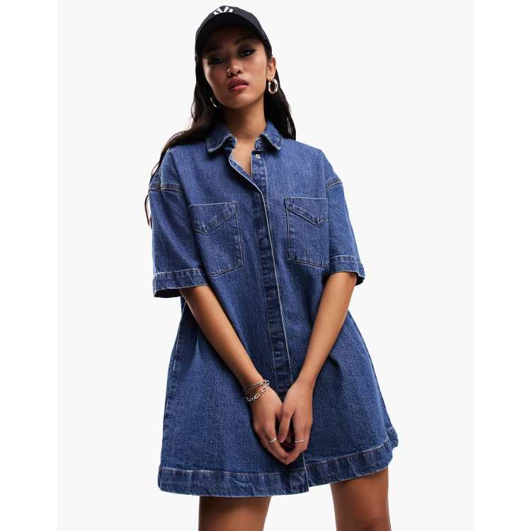 Ladies short on sale sleeve denim shirt