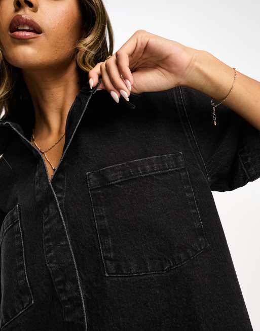 Asos Denim Shirt In Short Sleeve With Mid Wash, $15, Asos