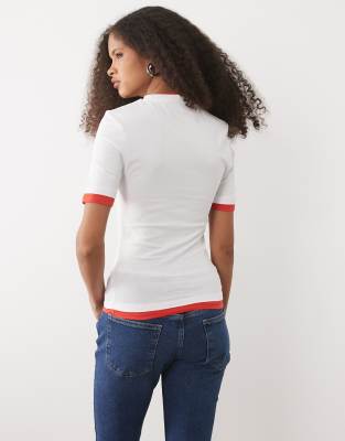 Asos Design Short Sleeve Double Layer Top In Multi