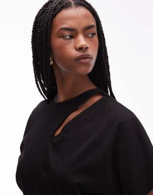 Asos Design Short Sleeve Front Panel T-shirt In Black
