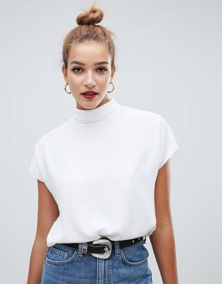 ASOS DESIGN short sleeve high neck top 