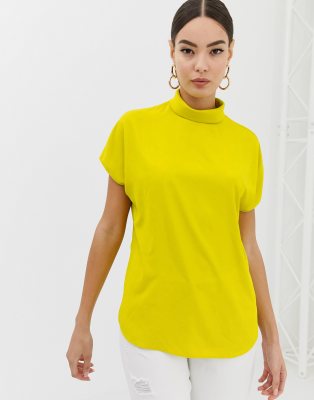 neon yellow high neck top