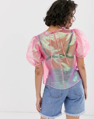 sheer iridescent top