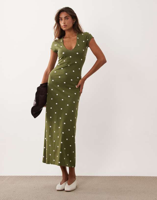 green and cream dress ASOS Design - Midi - Women - Cotton/Spandex - M looks for the teacher