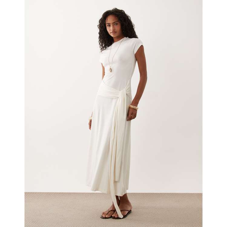 asos midi dress with short sleeves ASOS EDITION v neck short sleeve midi dress in blue