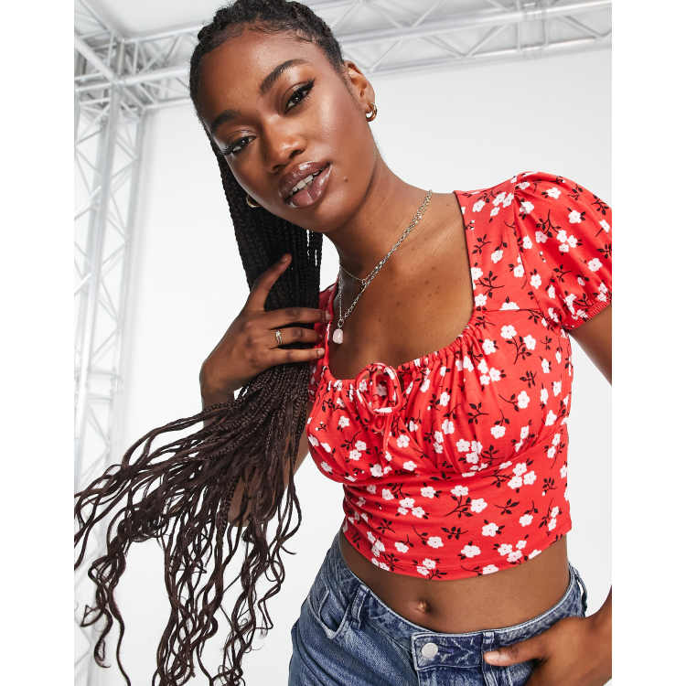 Asos red store crop top