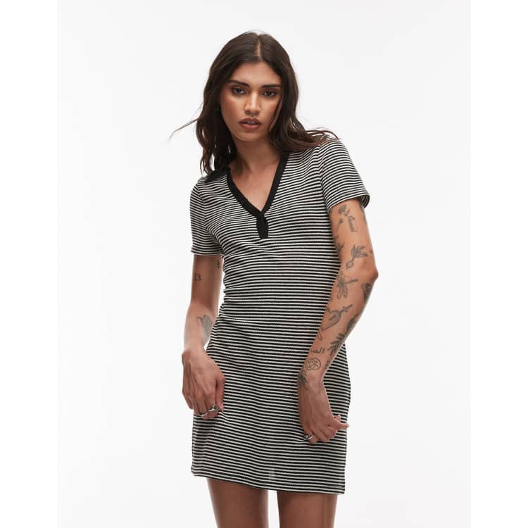 ASOS DESIGN short sleeve mini polo dress in stripes | ASOS