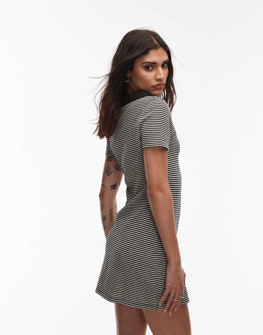 ASOS DESIGN short sleeve mini polo dress in stripes