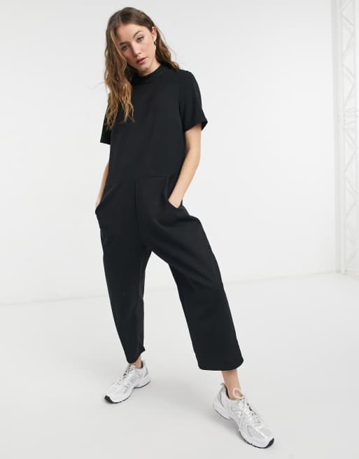 ASOS DESIGN short sleeve minimal jumpsuit in black | ASOS