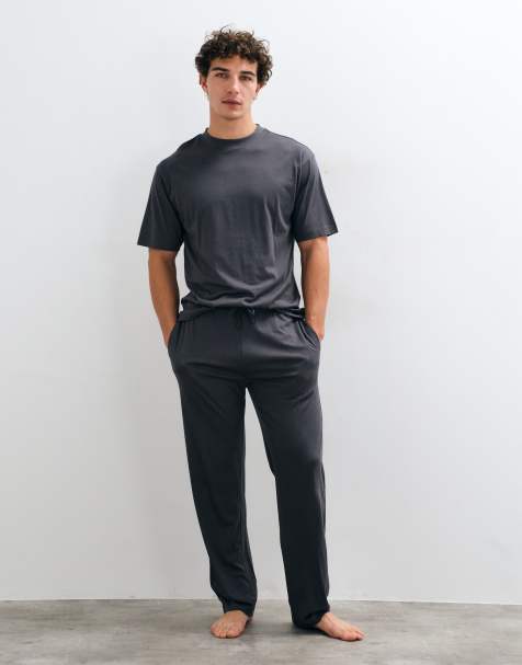 ASOS DESIGN  short sleeve nightwear set in modal in charcoal - view 1