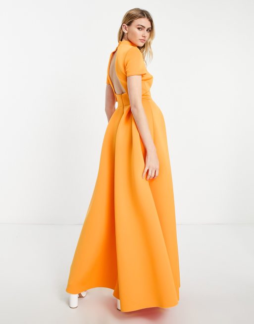 Orange short hot sale sleeve dress