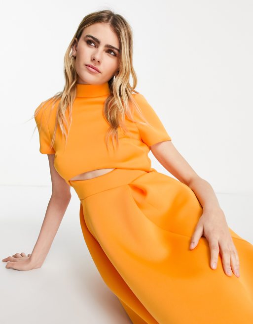 Asos orange scuba dress hotsell