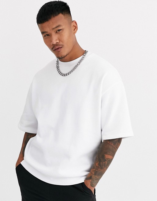 ASOS DESIGN short sleeve oversized sweatshirt in white | ASOS