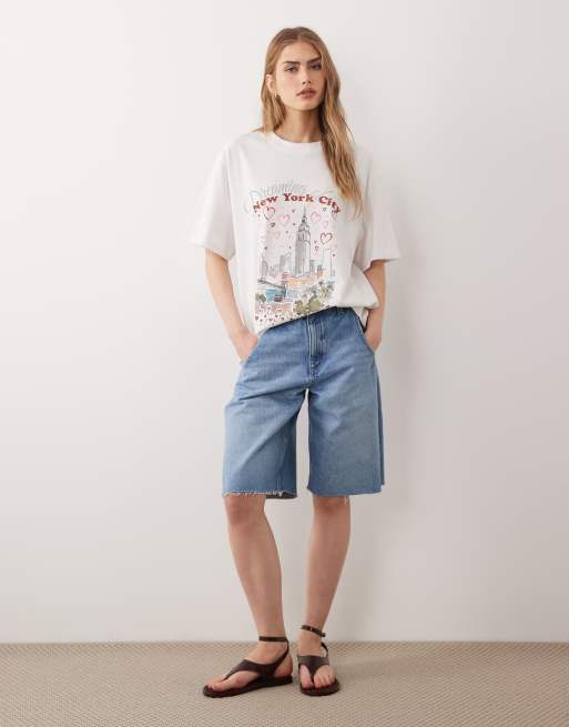 ASOS DESIGN short sleeve oversized t-shirt with New York City graphic in white, 3 of 4