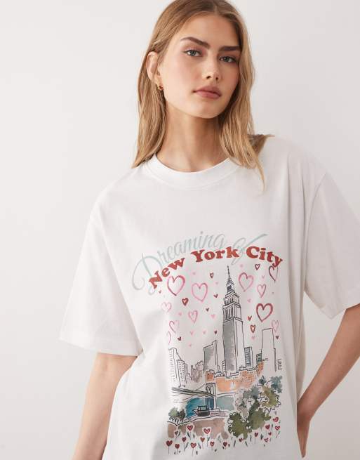 ASOS DESIGN short sleeve oversized t-shirt with New York City graphic in white, 4 of 4