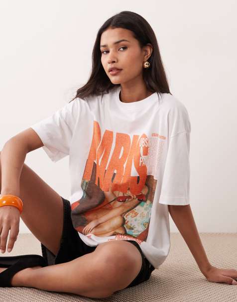 ASOS DESIGN short sleeve oversized t-shirt with Paris graphic in white - view 1