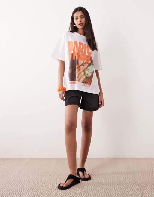 ASOS DESIGN short sleeve oversized t-shirt with Paris graphic in