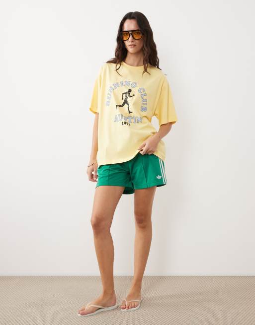 ASOS DESIGN short sleeve oversized t-shirt with running club graphic in buttermilk, 3 of 4