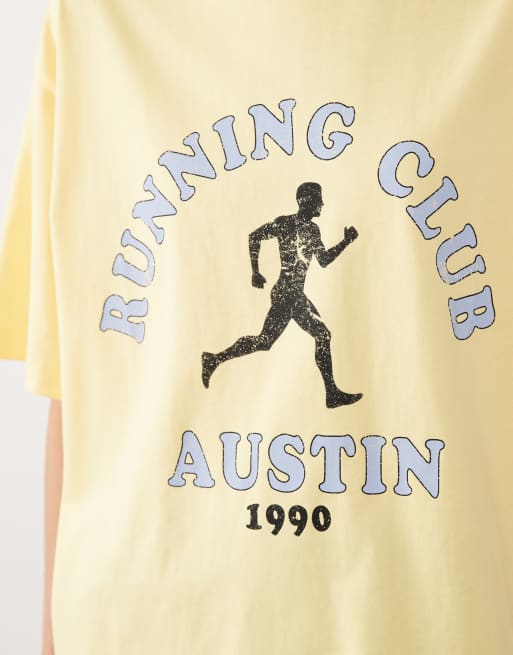 ASOS DESIGN short sleeve oversized t-shirt with running club graphic in buttermilk, 4 of 4