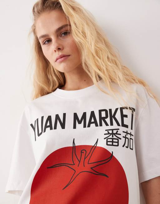 ASOS DESIGN short sleeve oversized t-shirt with tomato graphic in white, 4 of 4