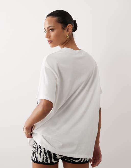 ASOS DESIGN short sleeve oversized top in white with New York print, 2 of 4