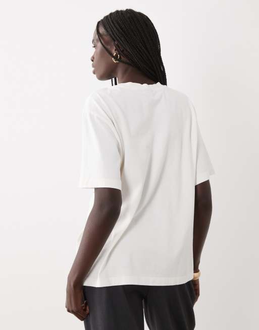 ASOS DESIGN short sleeve oversized with teeth graphic top in cream, 4 of 4