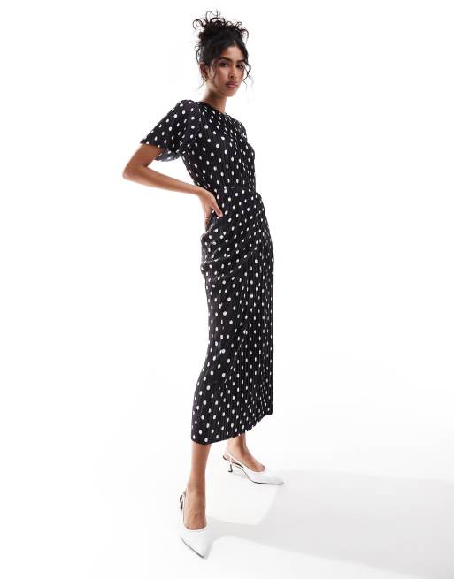 knee length dresses for ladies Rent Oasis Patchwork Floral Puff Sleeve Midi Dress