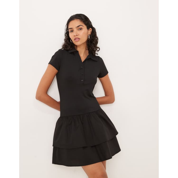 ワンピース herlipto Short Sleeve Polo Mini Dress rose】Short Sleeve Polo Mini Dress