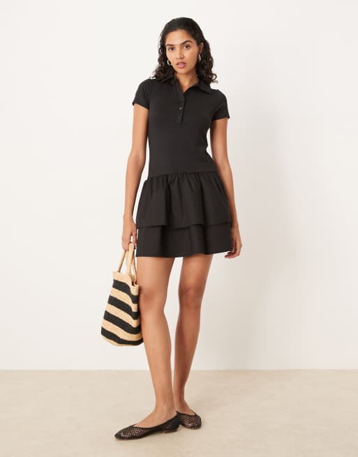 【最終お値下げ】French Sleeve Polo Mini Dress ASOS DESIGN short sleeve polo dropped rara mini dress in