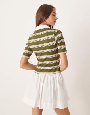 Asos Design Short Sleeve Polo Hybrid Mini Dress In Multi