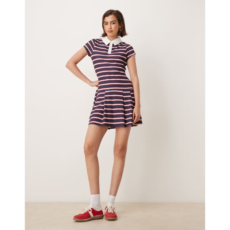 ワンピース Short Sleeve Polo Mini Dress M ASOS DESIGN short sleeve polo mini dress with pleated skirt